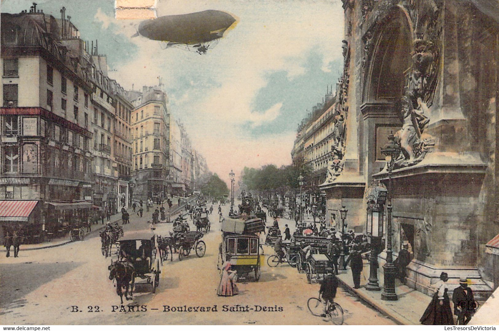 FRANCE - 75 - PARIS - Boulevard St Denis - Dirigeable - Carte Postale Ancienne - Dirigeables