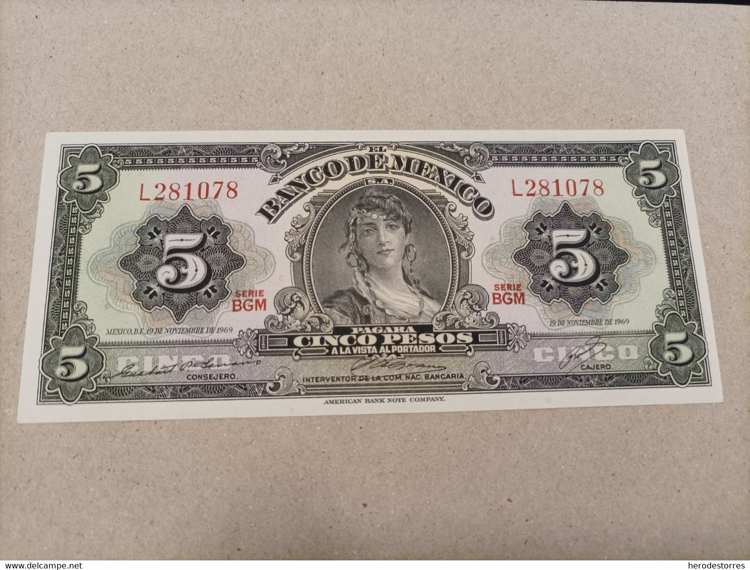 Billete De México 5 Pesos Del Año 1969, UNC - Mexico