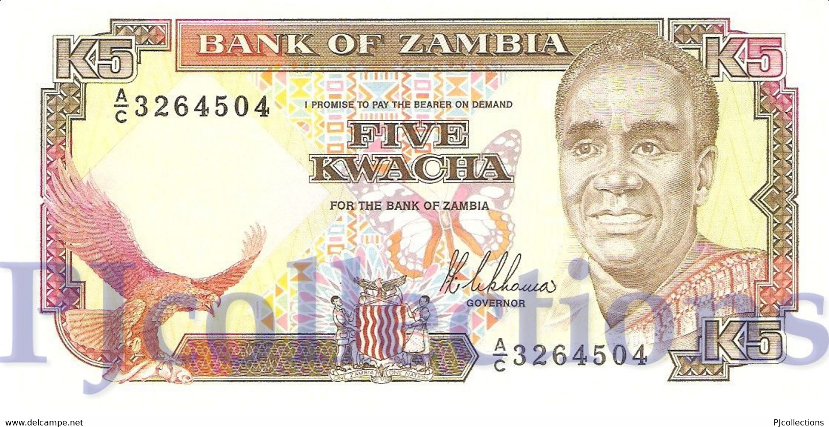 ZAMBIA 5 KWACHA 1989 PICK 30a UNC - Zambie