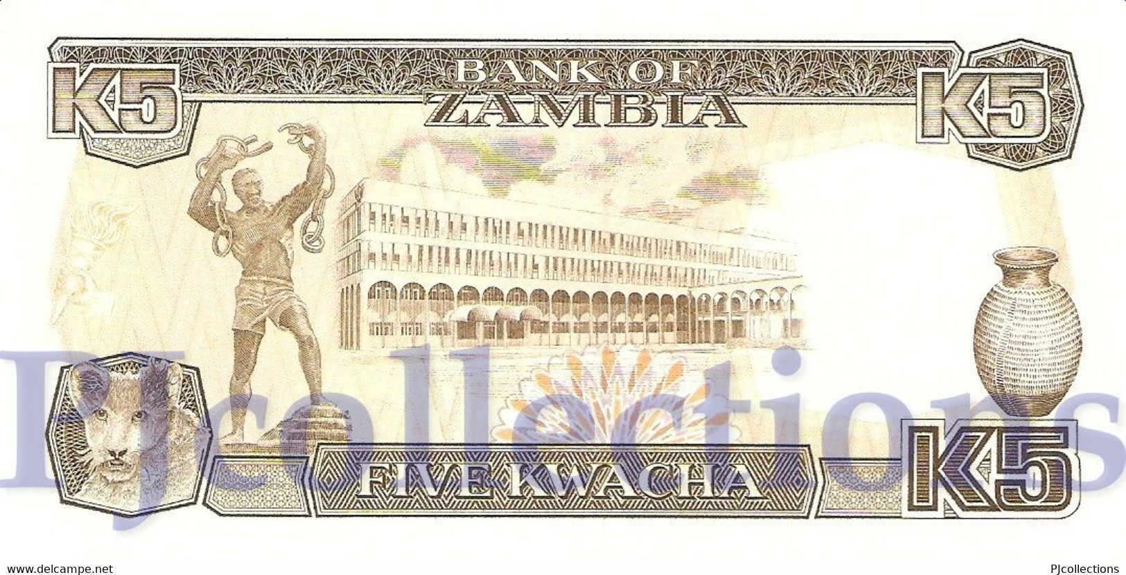 ZAMBIA 5 KWACHA 1989 PICK 30a UNC - Zambie