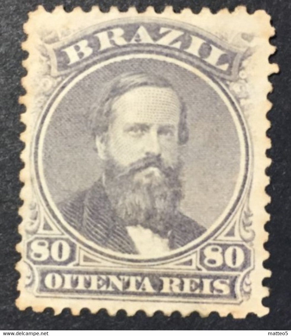 1876 - Brazil - Emperor Dom Pedro II - 80R - Mint Hinged - Ongebruikt