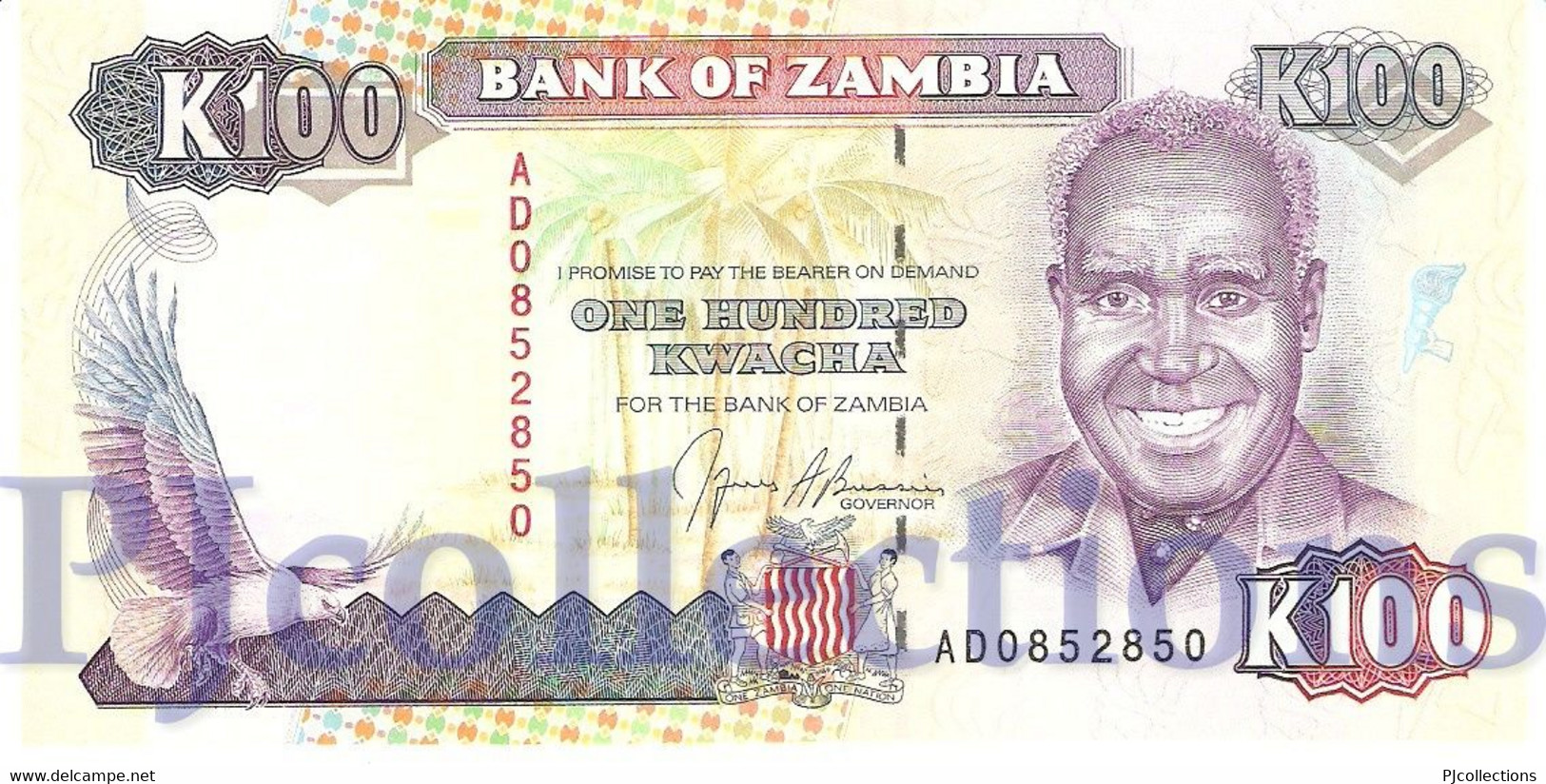 ZAMBIA 100 KWACHA 1991 PICK 34 UNC - Zambie