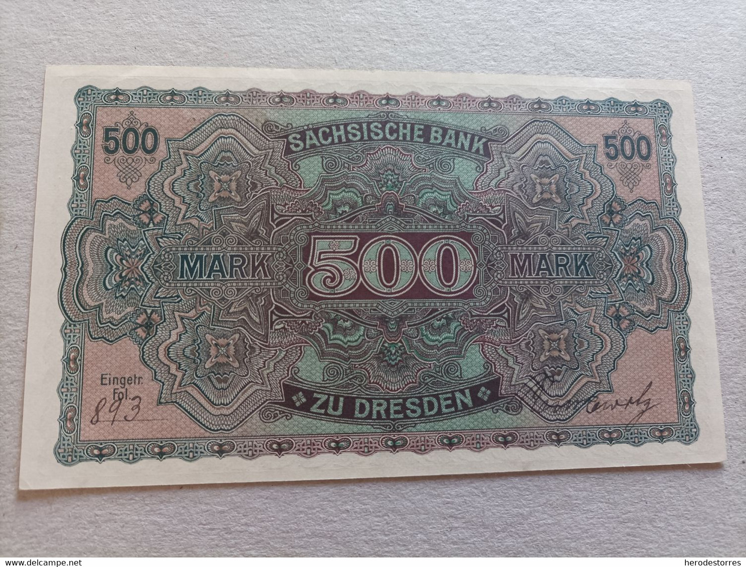 Billete De Alemania De 500 Mark Año 1922. UNC - Da Identificre