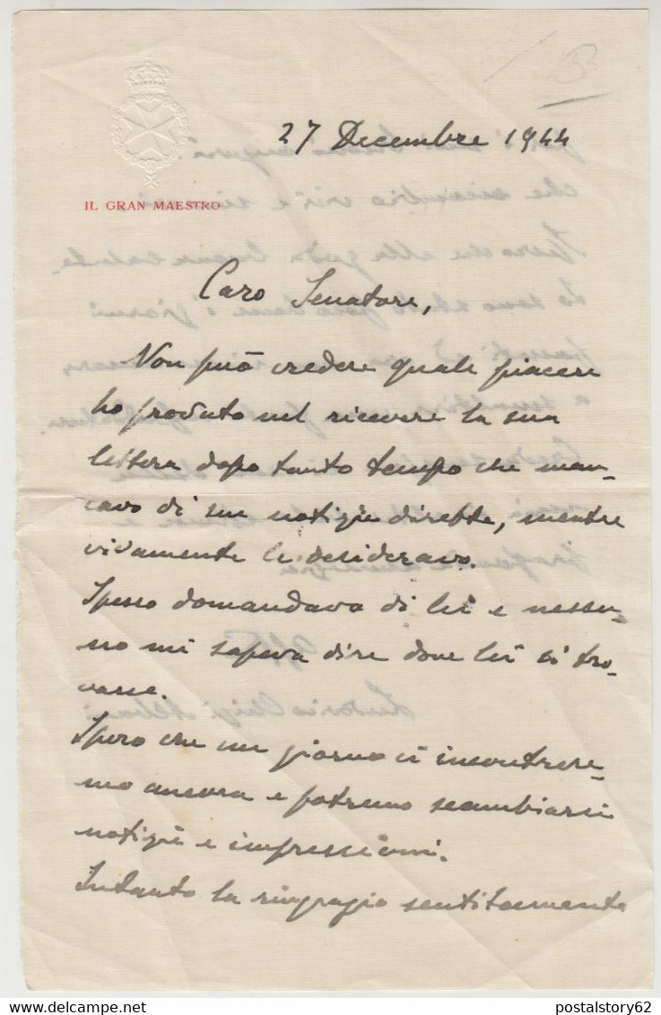 Ludovico Chigi Albani Della Rovere, Gran Maestro Del S.O.M. Ariccia 10/07/1866 - Roma 14/11/1951 Manoscritto Autografo - Autres & Non Classés