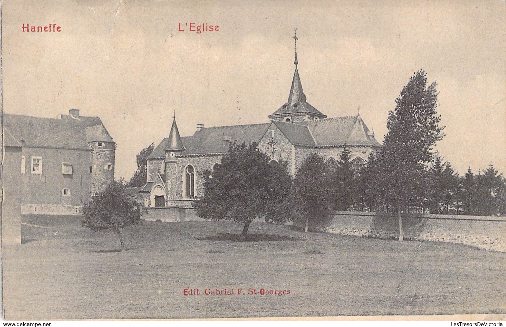 Belgique - Haneffe - L'église - Edit. Gabriel F. - Clocher - Oblitéré Liège 1910 - Carte Postale Ancienne - Donceel