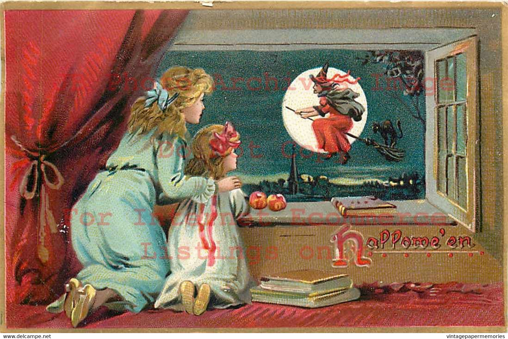 269217-Halloween, Tuck No 150-12, Children Watch Witch Flying On Broom - Halloween