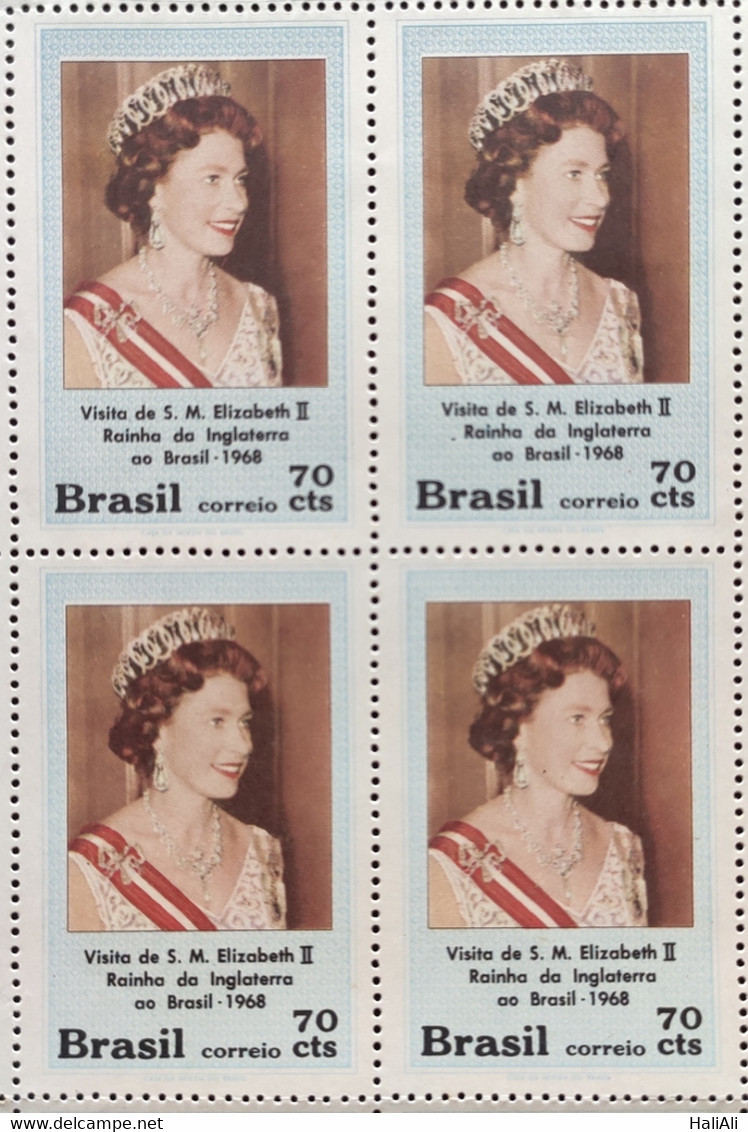 C 617 Brazil Stamp Queen Elisabeth England Monarchy 1968 Block Of 4 - Autres & Non Classés