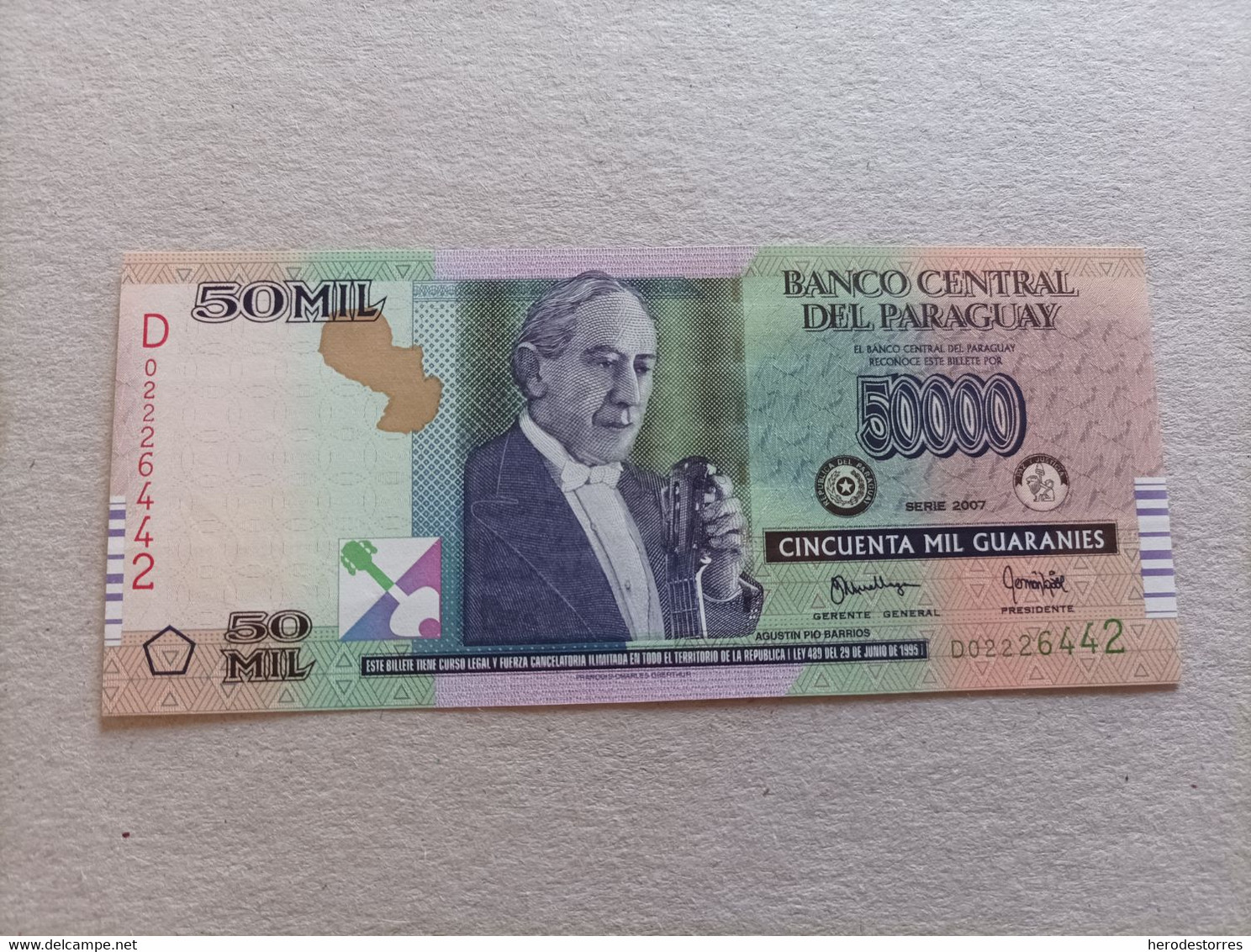 Billete De Paraguay De 50000 Guaranies, Año 2007, UNC - Paraguay