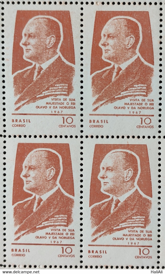 C 578 Brazil Stamp King Olav V Of Norway Monarchy 1967 Block Of 4 - Otros & Sin Clasificación