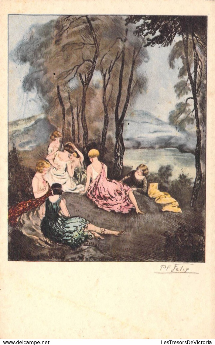 Illustrateur - P.F. Felix - Edit. E.K.et Cie - Colorisé - Femmes Assisent Dans Les Bois - Carte Postale Ancienne - Otros & Sin Clasificación