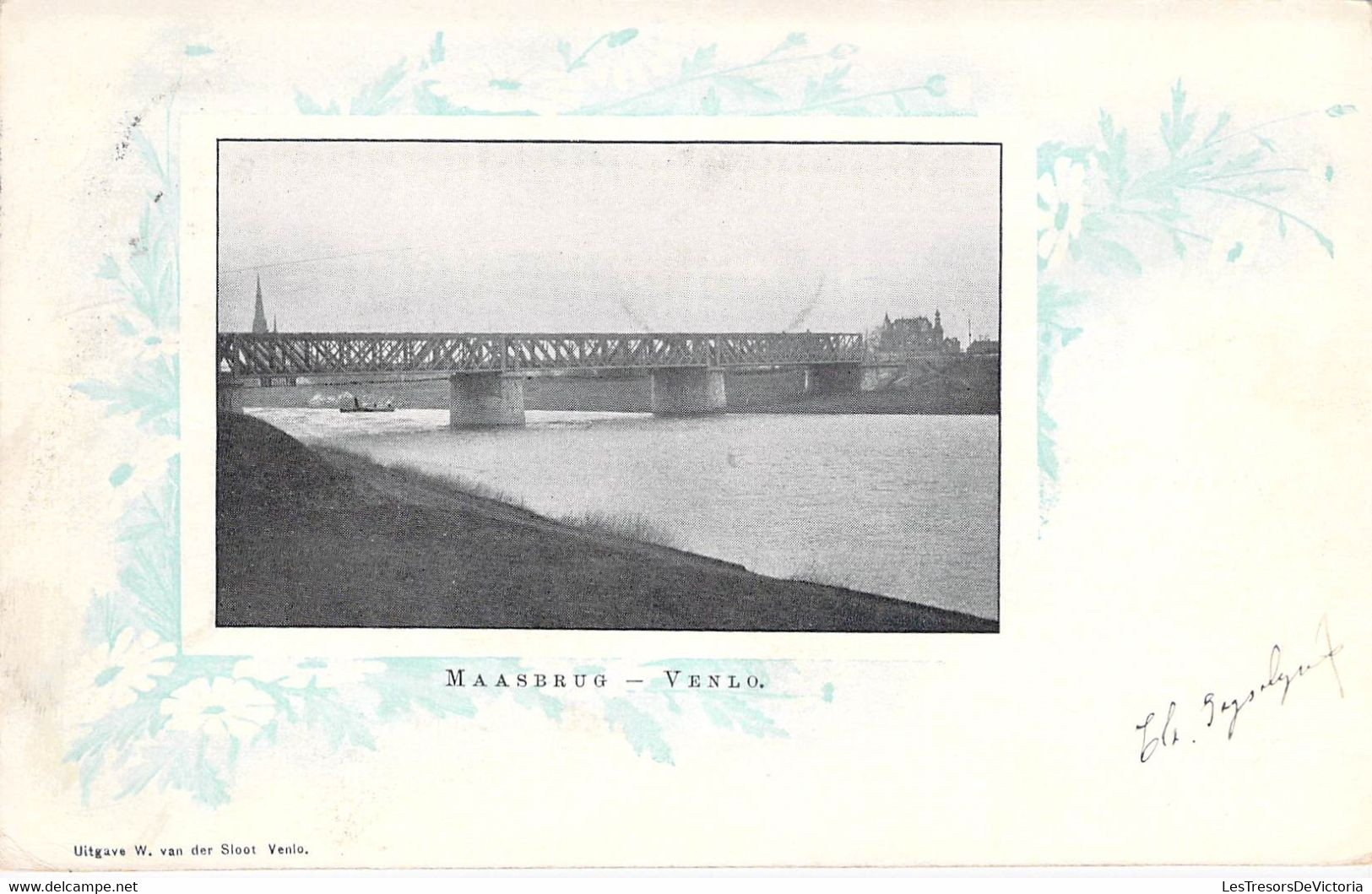 Belgique - Maasbrug - Venlo - Edit. W. Van Der Sloot - Canal - Pont - Cadre Colorisé - Carte Postale Ancienne - Nassogne