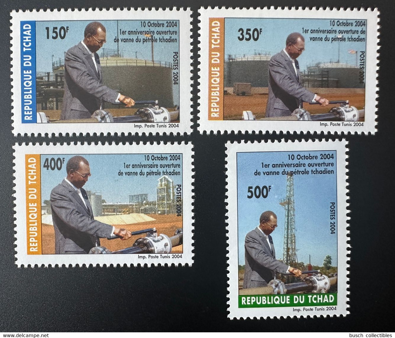 Tchad Chad Tschad 2004 Mi. 2502 - 2505 10 Octobre 1er Anniversaire Ouverture De Vanne Du Pétrole Tchadien Oil Erdöl - Chad (1960-...)