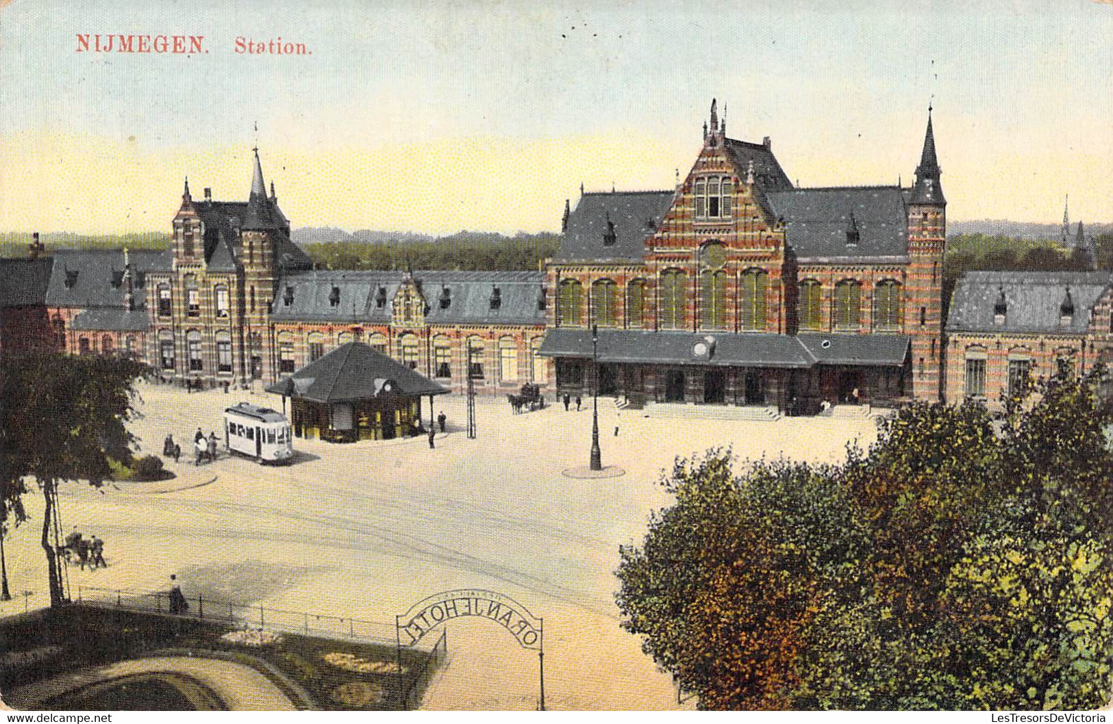 Pays Bas - Nijmegen - Station - La Gare - Colorisé- Edit. Glaser - Tram - Oranjehotel  - Carte Postale Ancienne - Nijmegen