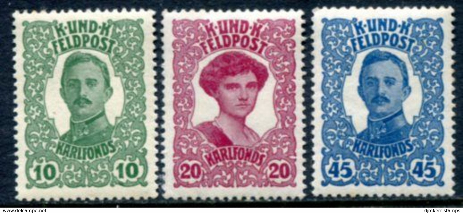 AUSTRIA MILITARY POST 1918 Karl I Welfare Fund MNH / **. . Michel 73-75 - Unused Stamps
