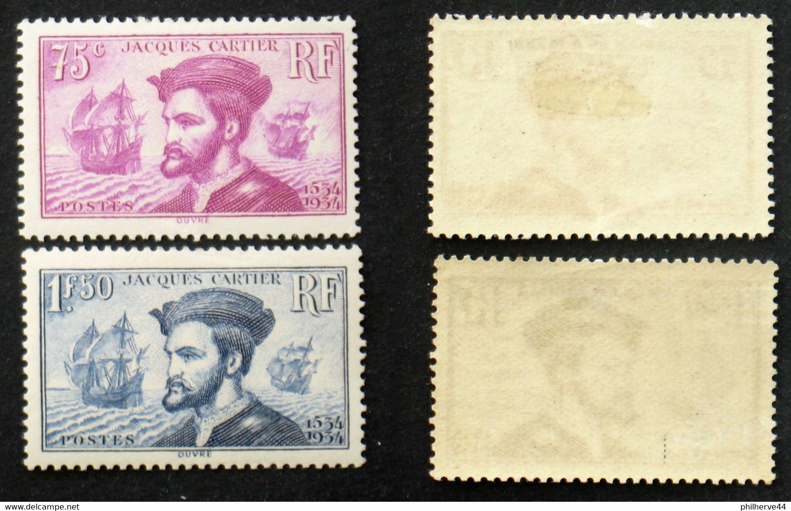 N° 296-297 Paire Jacques CARTIER TB Neuf N* Cote 82€ - Nuevos