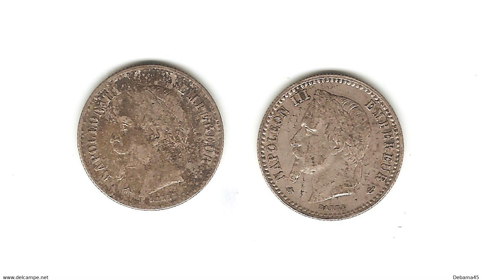 310/ France : Napoléon III : 2 X 50 Centimes 1867 A - 50 Centimes