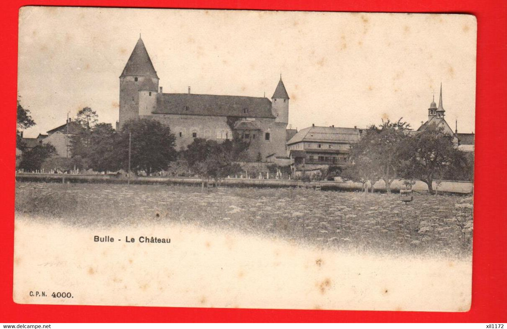 FKJ-18  Bulle  Le Château. CPN 4000    Circulé 1908 - Bulle