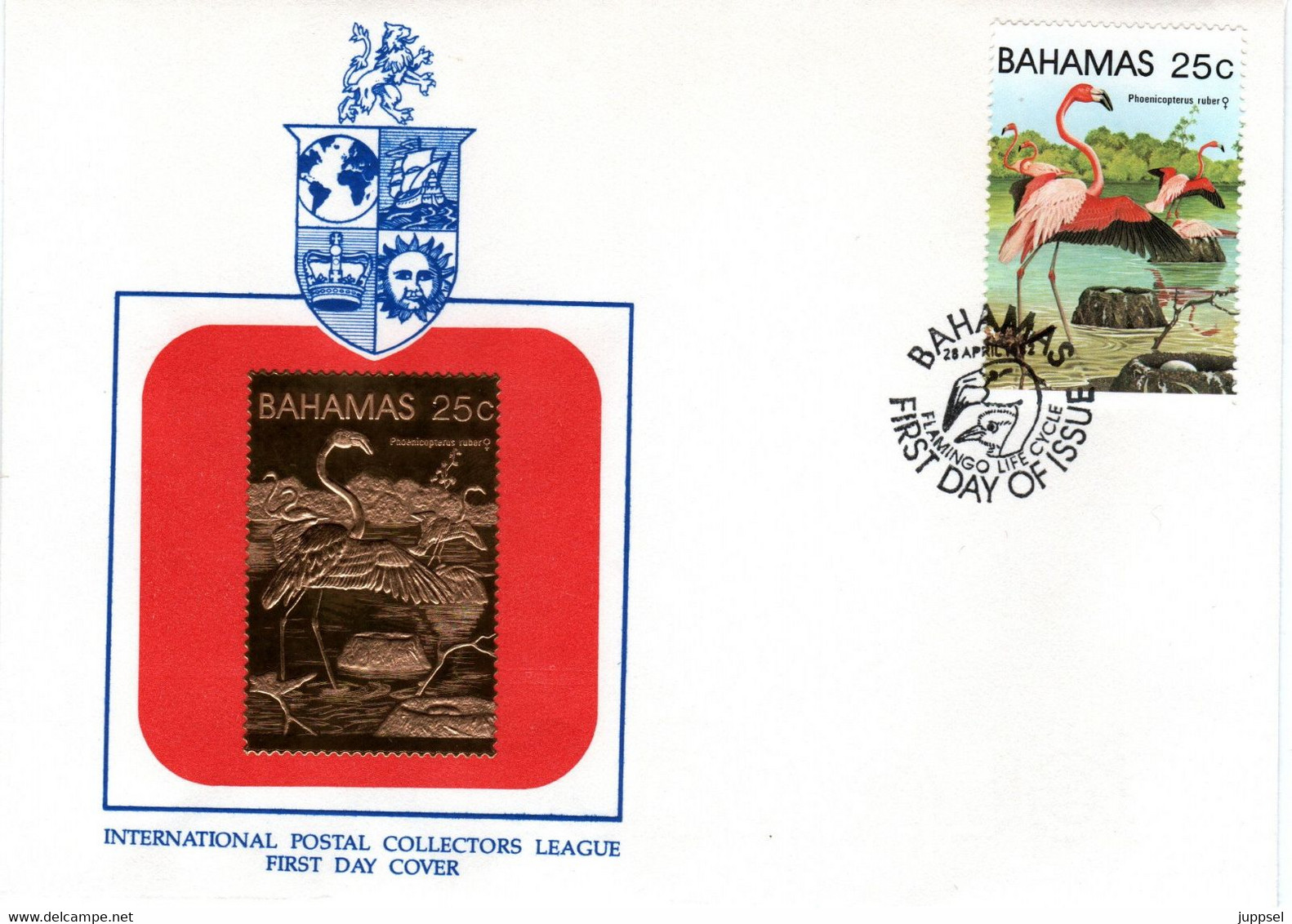 FDC BAHAMAS, Flamingo, 23 Kt Gold Replica  /  Flamant, Lettre De Première Jour, Réplique D`or  1982 - Fenicotteri