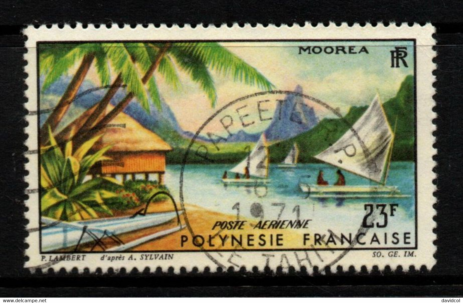 2056A- FRENCH POLYNESIA - 1964 - SC#: C32 - USED - MOOREA SCENE - Gebruikt