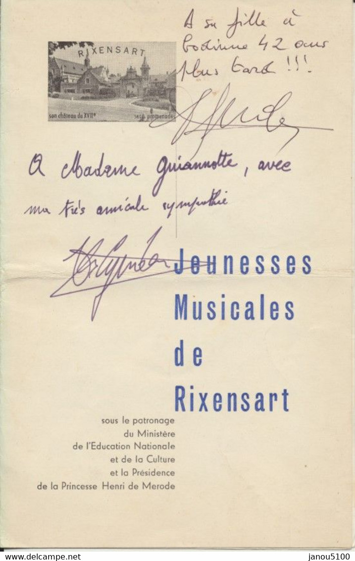 VIEUX PAPIERS    PROGRAMME  Des "JEUNESSES MUSICALES DE RIXENSART    (1966).DEDICACE. - Programmes