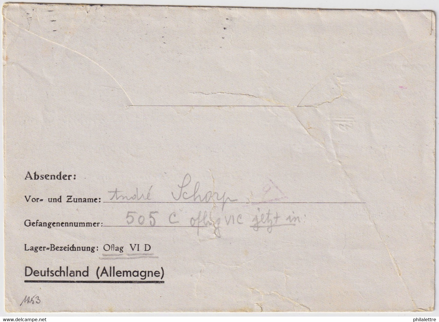 ALLEMAGNE / DEUTSCHLAND - 1940 - Kriegsgefangenen Brief Aus OFLAG VID (Münster) Nach Frankreich - Storia Postale