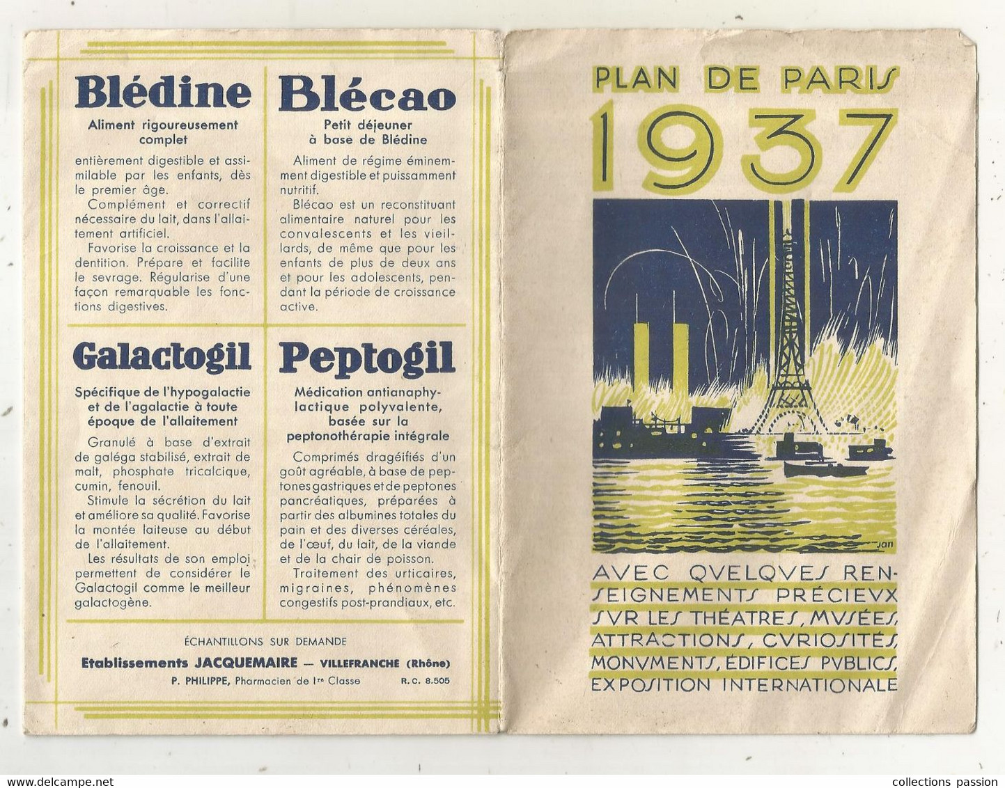 Plan De PARIS , 1937 , Dépliant 16 Pages , 4 Scans , Frais Fr 2.00 E - Wegenkaarten