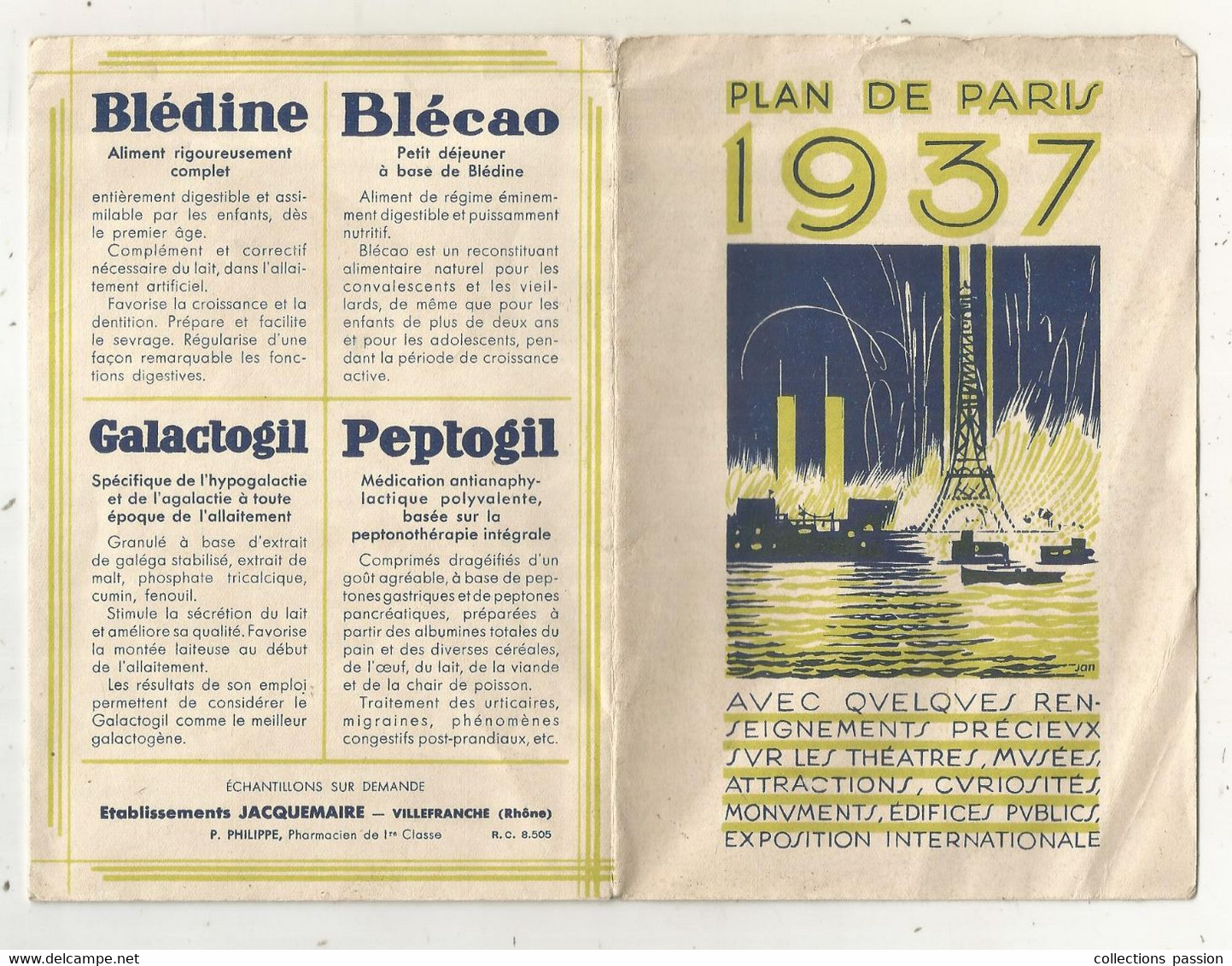 Plan De PARIS , 1937 , Dépliant 16 Pages , 4 Scans , Frais Fr 2.00 E - Strassenkarten