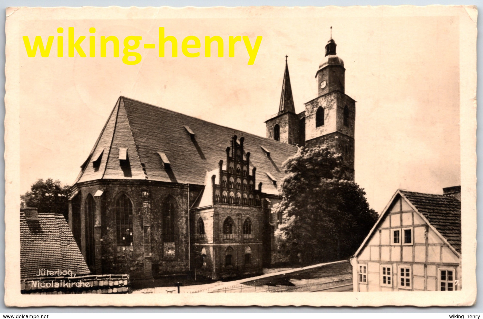 Jüterbog - S/w Nicolaikirche 1   Mit Poststempel Jüterbog Adolf Hitler Lager C 1938 - Jueterbog