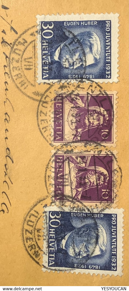 "EILSENDUNG/EXPRÈS/ESPRESSO" SELTENER GROSSER ! Express-Zettel Brief P.J64 1932 ENTLEBUCH LUZERN 1933 (Schweiz - Covers & Documents