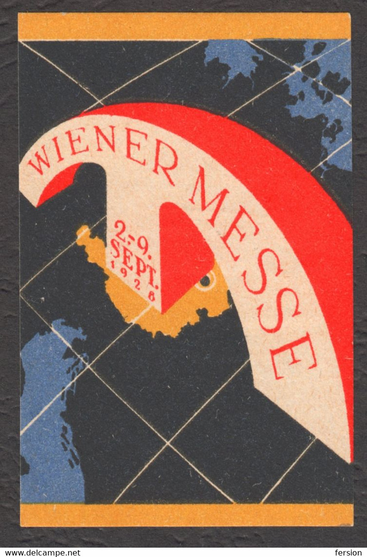 Map EUROPE Denmark Adriatic Sea Wiener MESSE Austria Wien Vienna Exhibition Fair CINDERELLA LABEL VIGNETTE 1928 - Autres & Non Classés