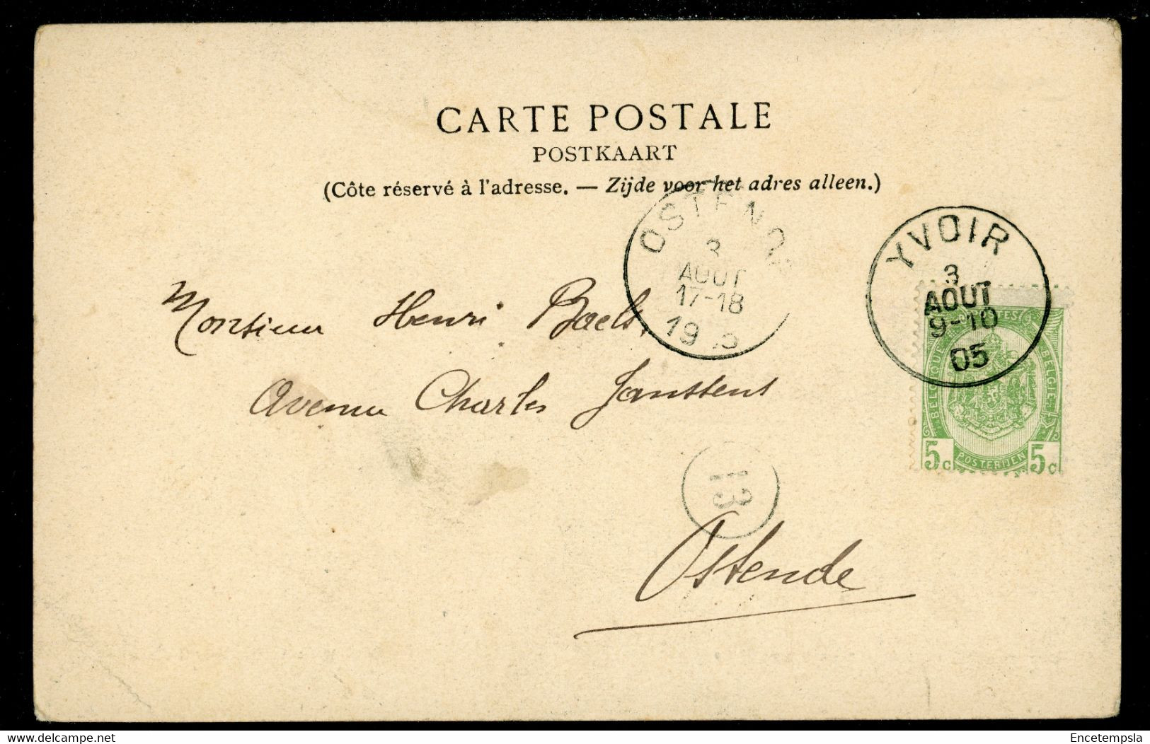 Carte Postale Adressée à HENRI BAELS Ou ANNA DEVISSCHER - Belgique - Yvoir - Chalet Suisse Et Villa Des Iles (CP22325OK) - Yvoir