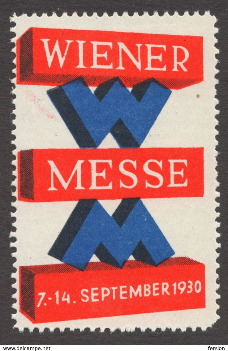 Wiener MESSE Austria Wien Vienna Autumn September Exhibition Fair CINDERELLA LABEL VIGNETTE 1930 - Sonstige & Ohne Zuordnung