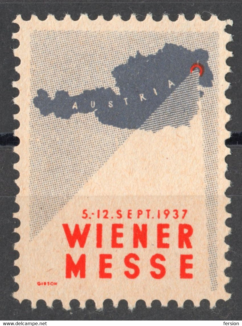 MAP Wiener MESSE Austria Wien Vienna Autumn September Exhibition Fair CINDERELLA LABEL VIGNETTE 1937 - Andere & Zonder Classificatie