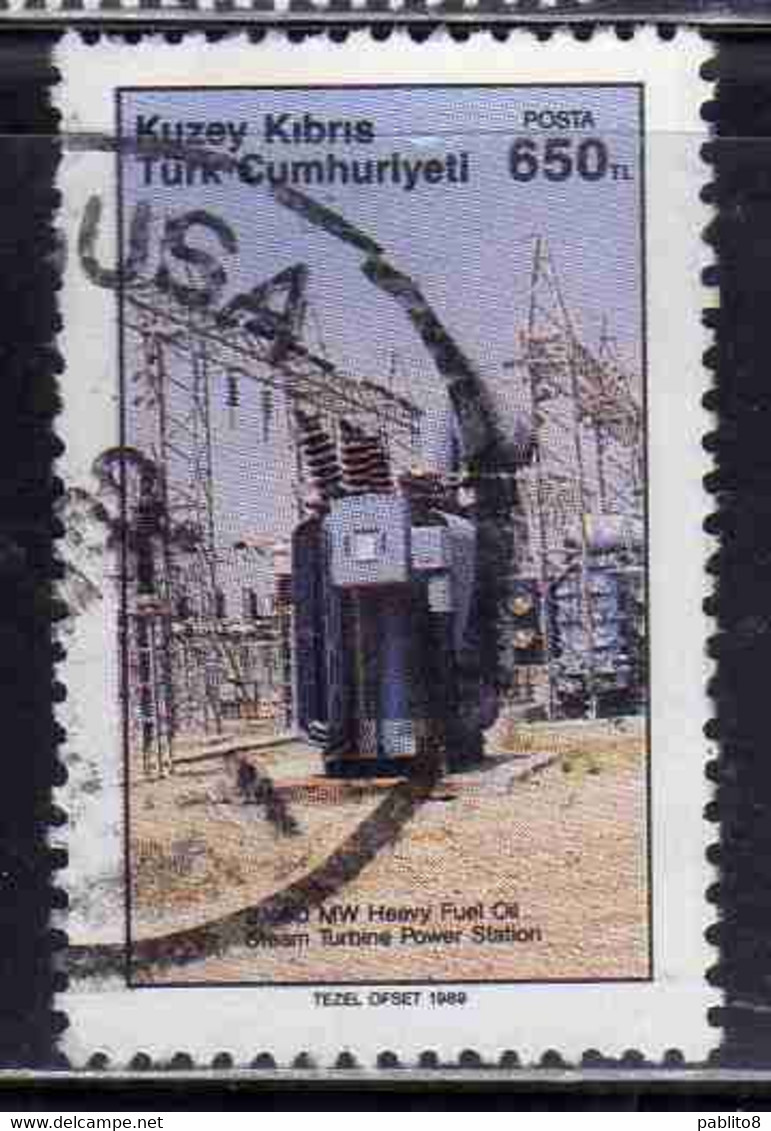 CYPRUS CIPRUS CIPRO TURKISH 1989 NATIONAL DEVELOPMENT PROJECT POWER STATION 650 I USED USATO OBLITERE' - Used Stamps