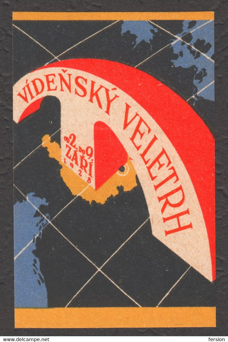 Czechoslovakia LANGUAGE Map EUROPE Denmark Adriatic Sea Austria Wien Exhibition CINDERELLA LABEL VIGNETTE 1928 - Sonstige & Ohne Zuordnung