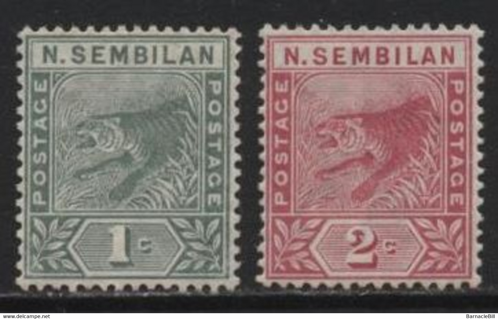 Negri Sembilan (04) 1891 Tiger. 1c. & 2c. Unused. Hinged. - Negri Sembilan