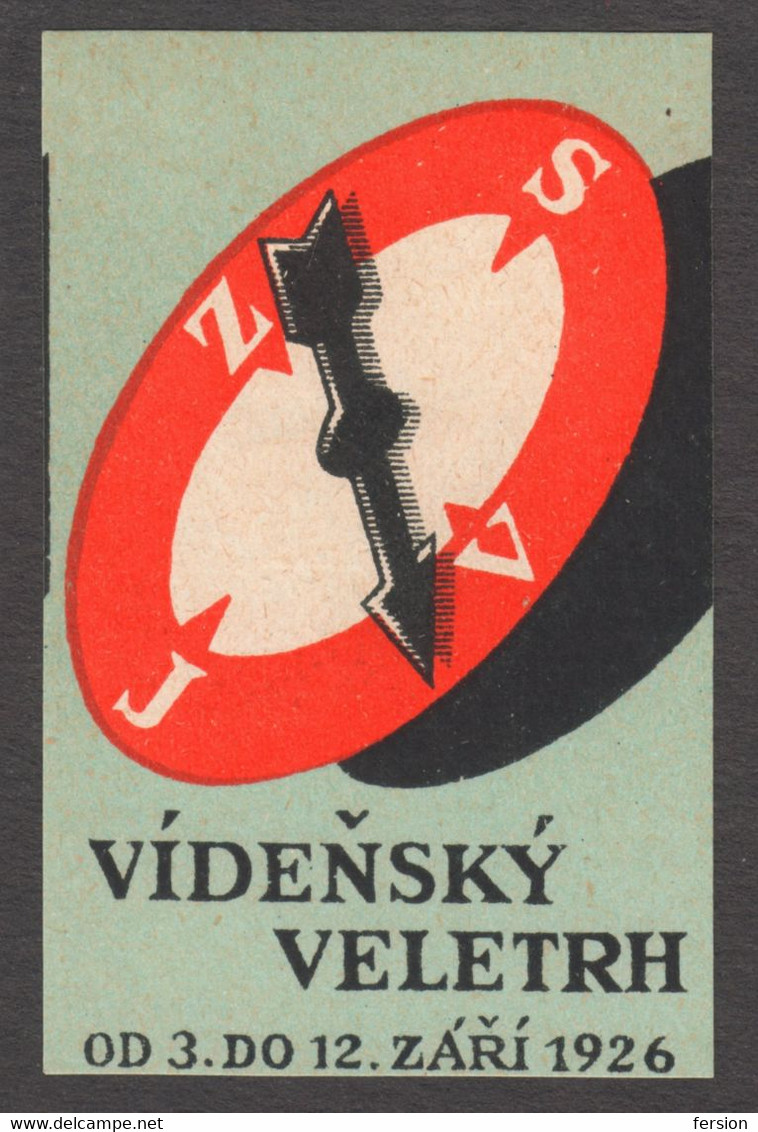 Czechoslovakia LANGUAGE COMPASS Needle MESSE Austria Wien Vienna Exhibition Fair CINDERELLA LABEL VIGNETTE 1926 - Autres & Non Classés