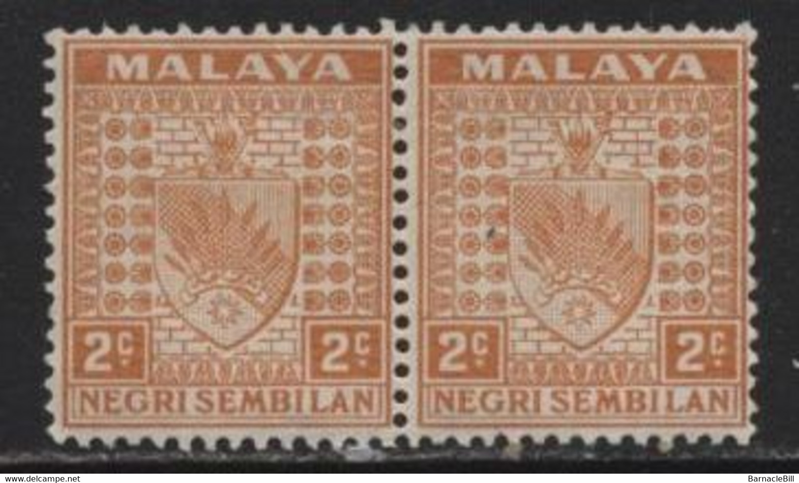 Negri Sembilan (06) 1935 Arms. 2c. Orange Double. Unused. Hinged. - Negri Sembilan