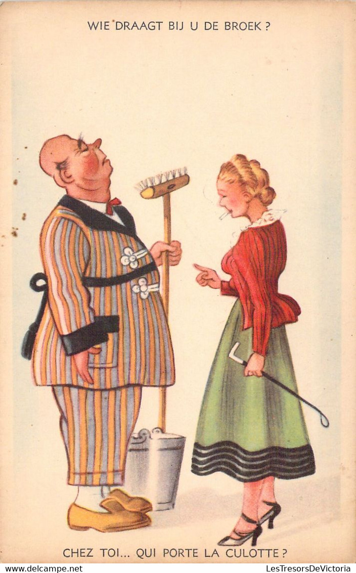 HUMOUR - Chez Toi Qui Porte La Culotte ? - Illustration Non Signée - Carte Postale Ancienne - Humor