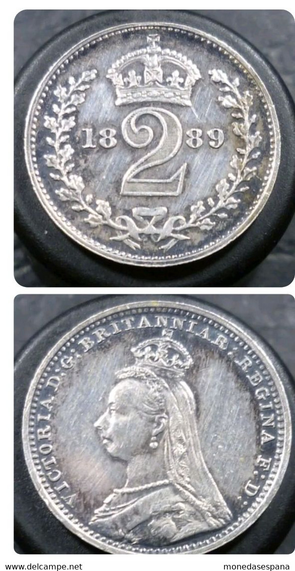 2 Pence UK Great Britain Gran Bretaña ”Victoria” 1889 Silver - E. 1 1/2 - 2 Pence