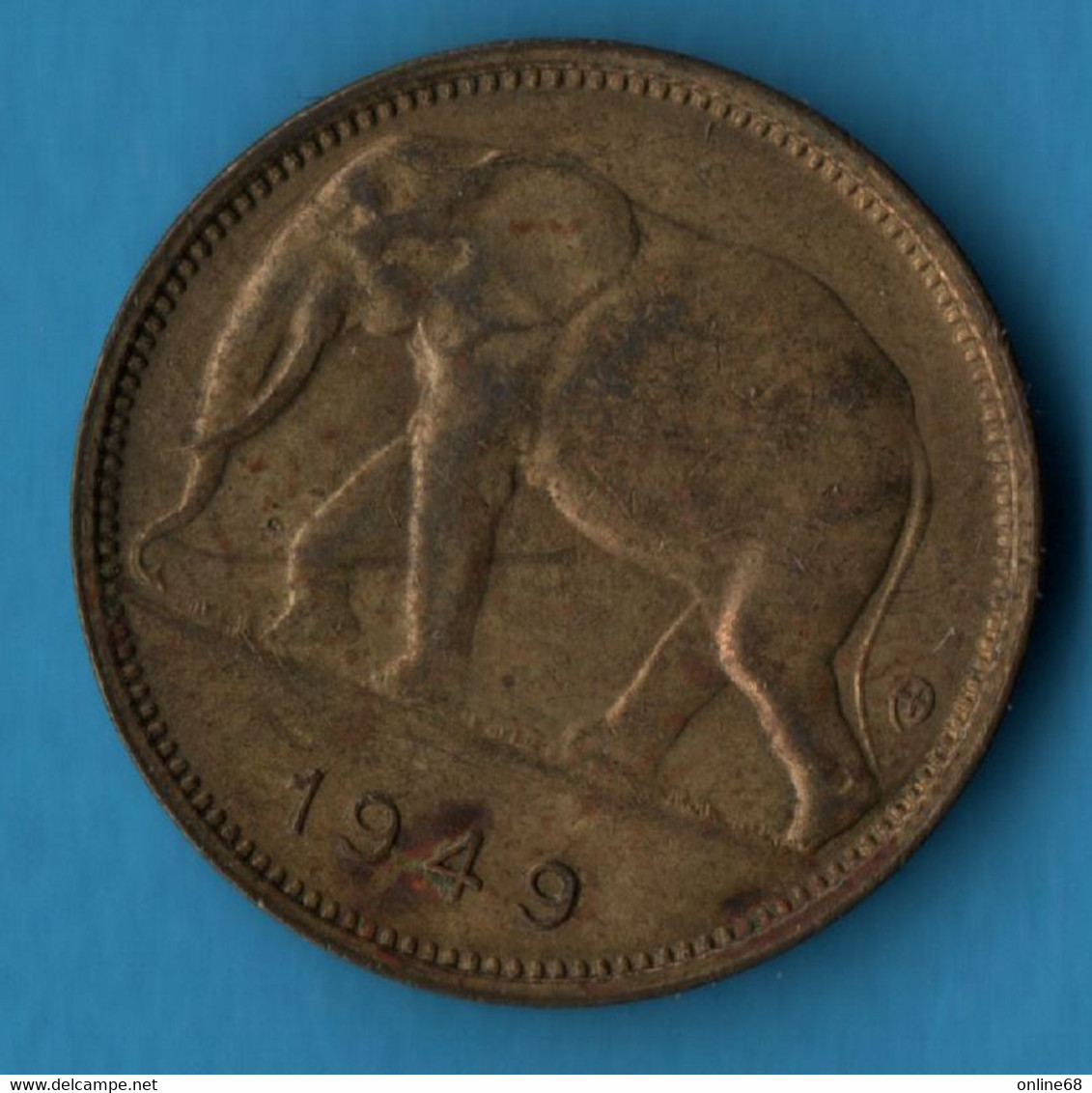 BELGISCH CONGO BELGE 1 FRANC 1949 KM# 26 Léopold III Éléphant Africain - 1945-1951: Régence