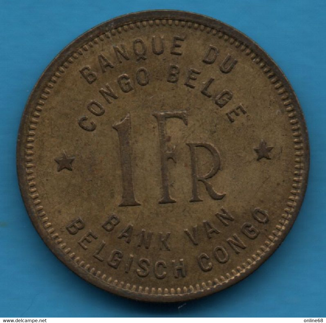 BELGISCH CONGO BELGE 1 FRANC 1949 KM# 26 Léopold III Éléphant Africain - 1945-1951: Regencia