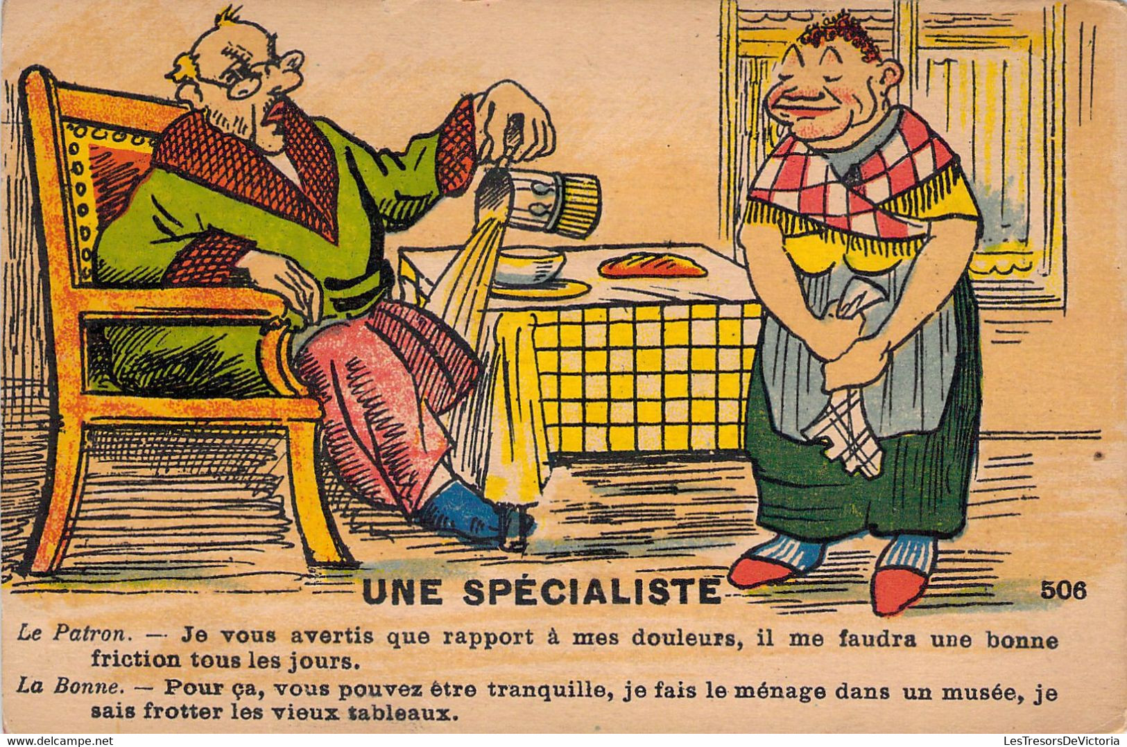 HUMOUR - UNE SPECIALISTE - Patron Et Bonne Parle De Friction - Illustration Non Signée - Carte Postale Ancienne - Humour