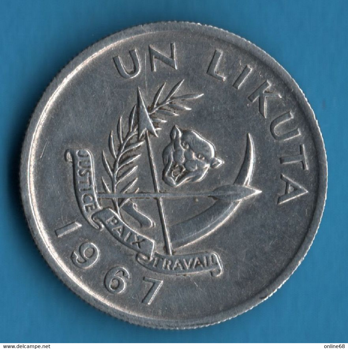 CONGO 1 LIKUTA 1967 KM# 8 - Congo (Democratische Republiek 1964-70)