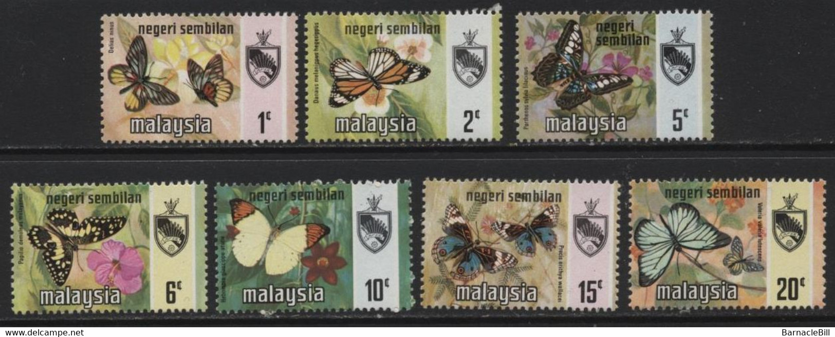 Negri Sembilan (12) 1971 Butterflies Set. Unused. Hinged. - Negri Sembilan