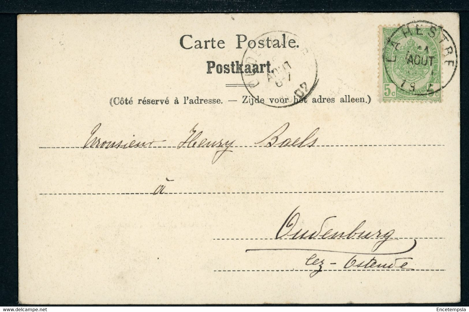 Carte Postale Adressée à HENRI BAELS Ou ANNA DEVISSCHER -Belgique-La Louvière-L'Entrée Du Bois De Besonrieux (CP22339OK) - La Louvière