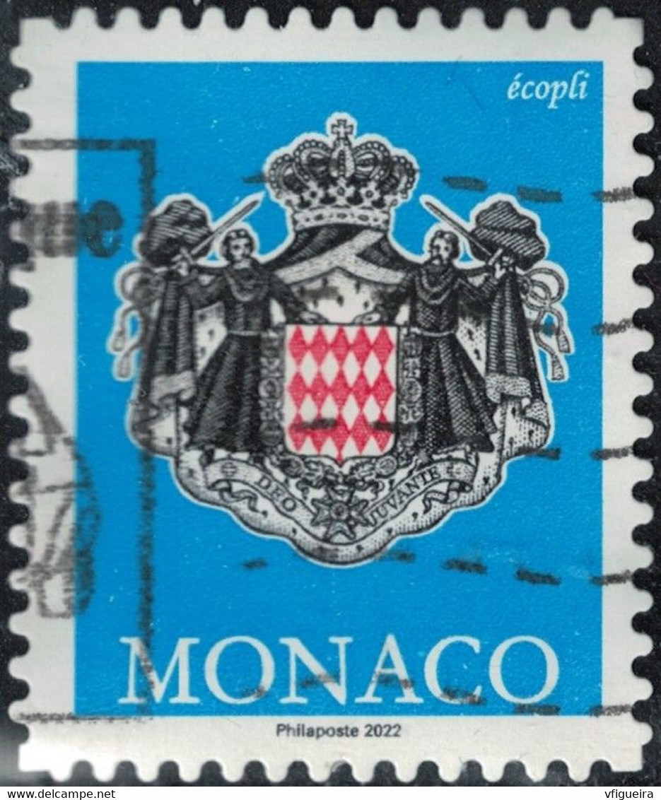 Monaco 2022 Oblitéré Used Coat Of Armes Blason Armoiries Bleu écopli Y&T MC 3308 SU - Used Stamps