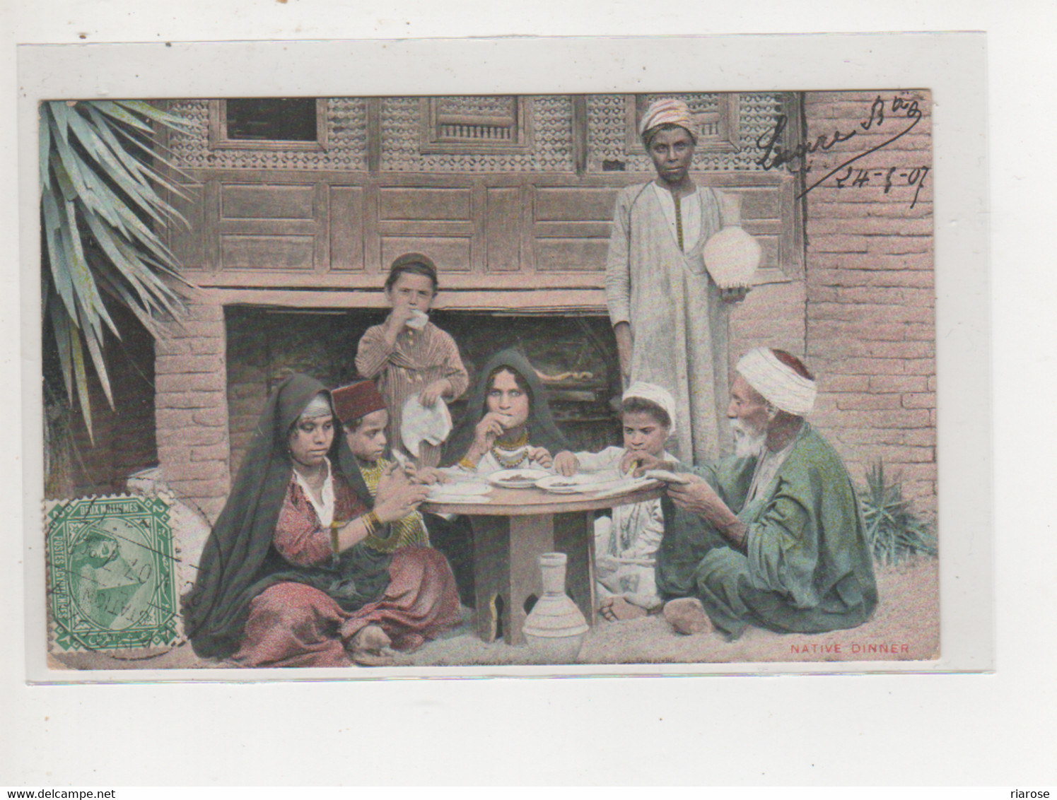 Antike Postkarte ÄGYPTEN NATIVE DINNER VON 1907 - Desouk