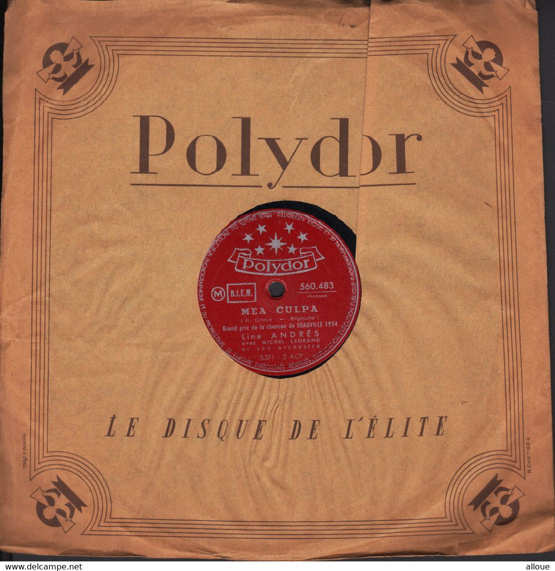 LINE ANDRES  - 10", 78 RPM   - MEA CULPA + MES MAINS - Musicales