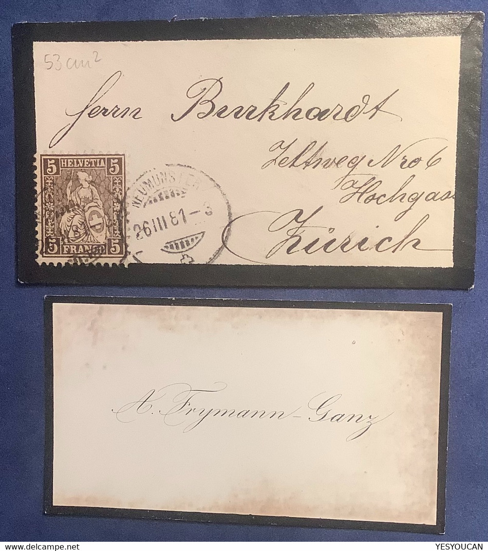 BRIEFLI / LETTRE MINIATURE: #30 NEUMÜNSTER 1881 ZH Brief (Schweiz 1862 Sitzende Helvetia Mini Mourning Cover Enveloppe - Cartas & Documentos